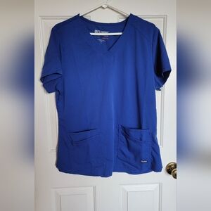Greys Anatomy Galaxy Blue V-Neck Scrub Top And Bottom Large